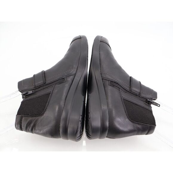 Clarks Women's Boots Ellowyn Strap Size 7.5 Black Leather Wedge Size Zip Comfy - Picture 6 of 11